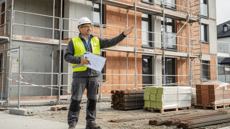 Bausachverstaendiger auf einer baustelle in München
